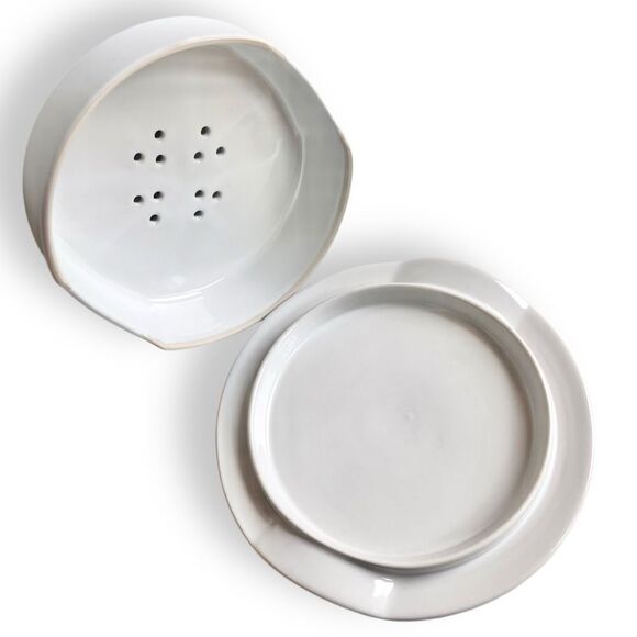 Crate&Barrel Cream White Stoneware  Brie Baking Appetizer Dish with Vented Lid - Picture 9 of 16